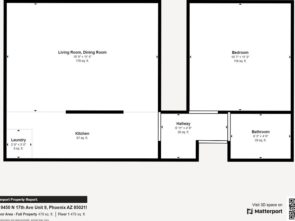 1 Bed 9450 N 17th Ave Unit 9 Phoenix AZ - Floor 1_05072025