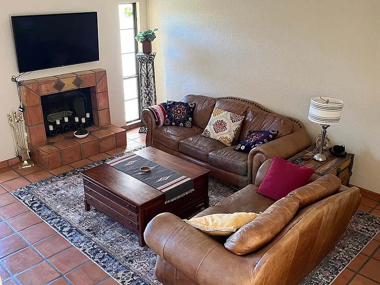 Living room with fireplace
