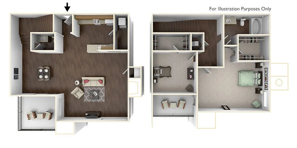 Floor plan 2 Bedroom Townhome