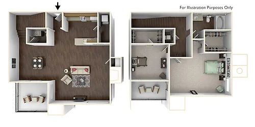 Floor plan 2 Bedroom Townhome