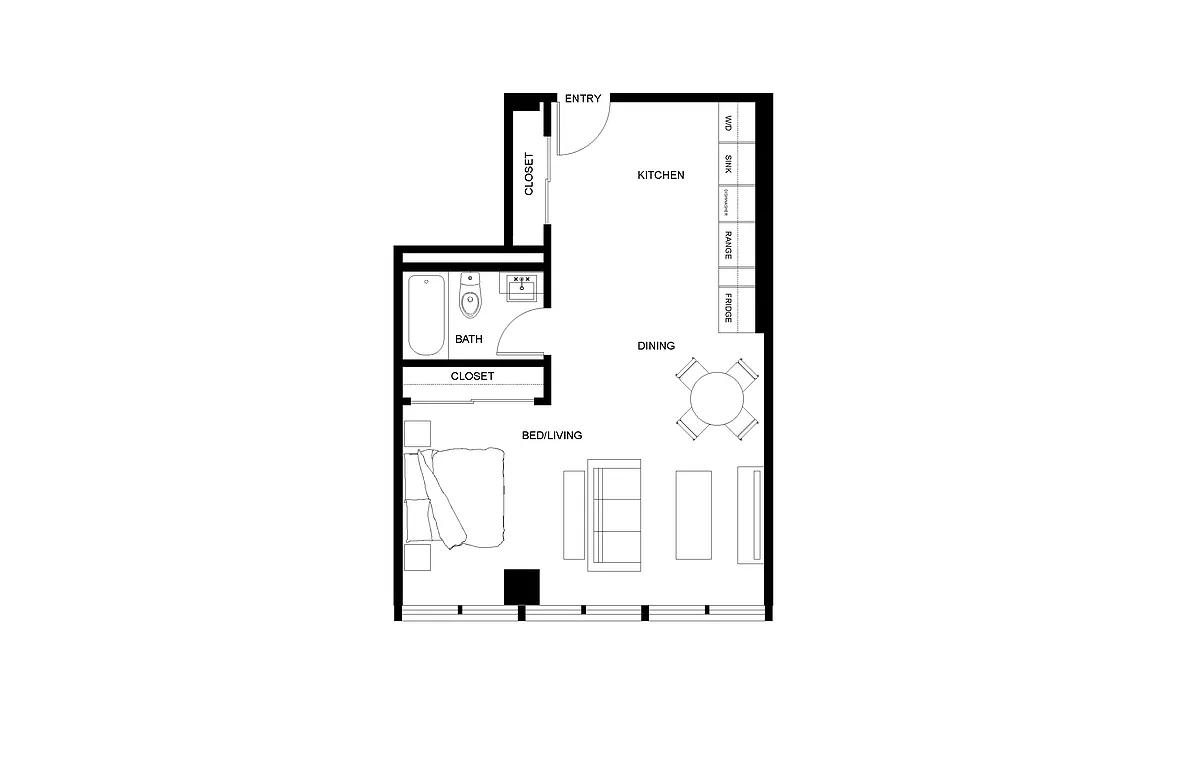 Floor plan Studio S4 - North Tower