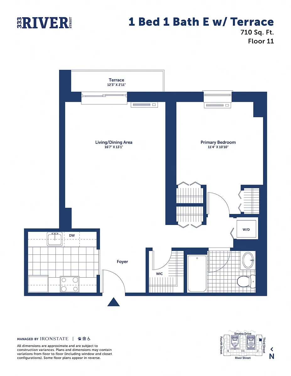Floor plan 1 Bed 1 Bath E