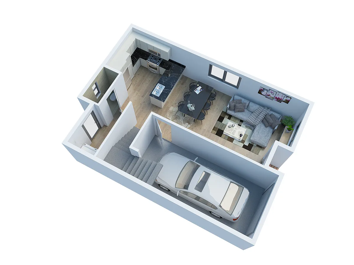 Floor plan Three Bedroom Two and a Half Bathroom 1,294 Sq Ft 