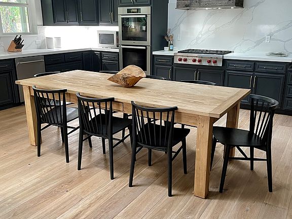 Chef's kitchen with a farm table and dining for 8.