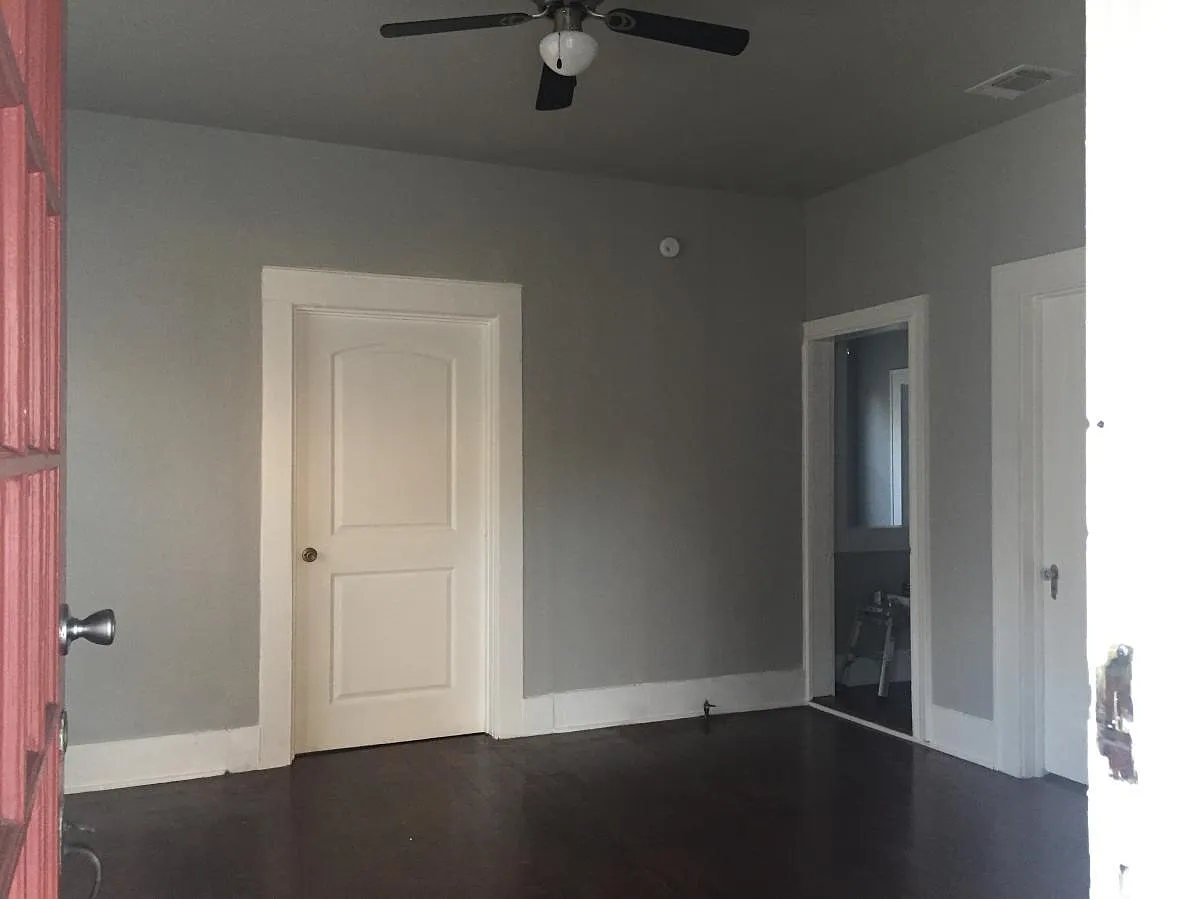 Freshly painted living room with new ceiling fan - 1111 Bailey Ave