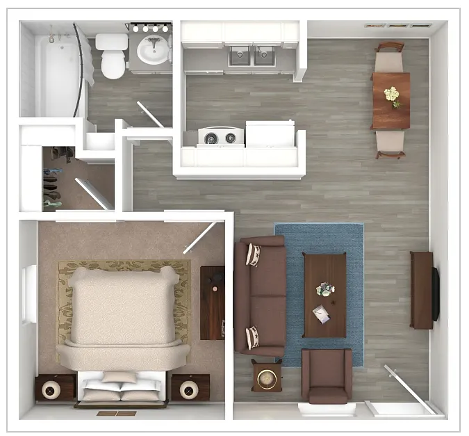 Floor plan 1 Bed, 1 Bath Classic