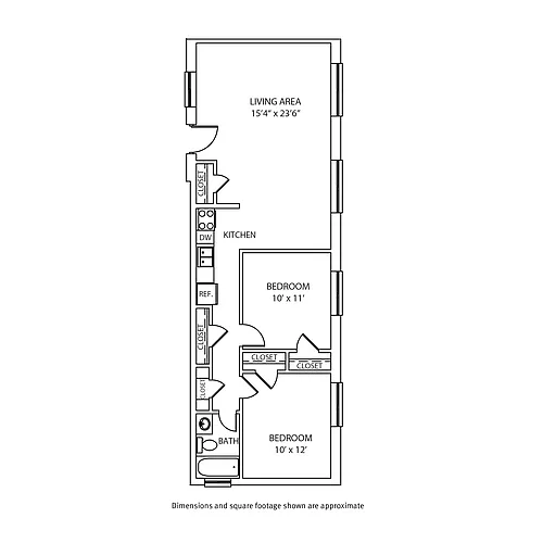Floor plan 2 Bedroom / 1 Bath