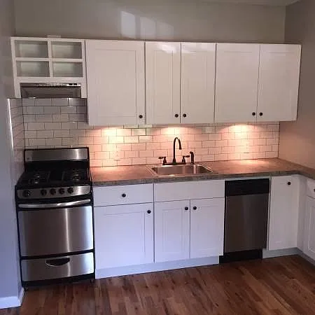 Brand new kitchen, with stainless steel appliances