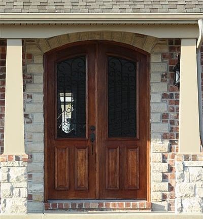 Custom Brazilian Mahogany Front Entry Door With Arched Top