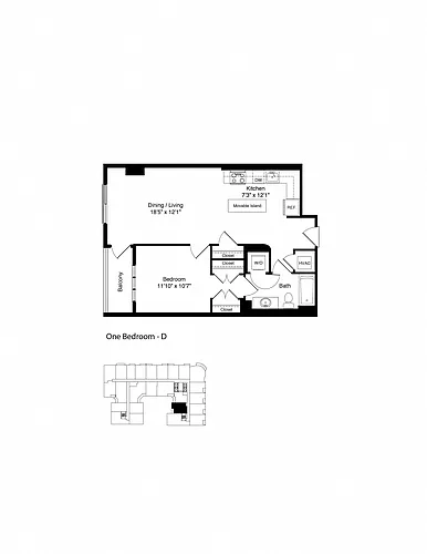 Floor plan ONE BEDROOM D