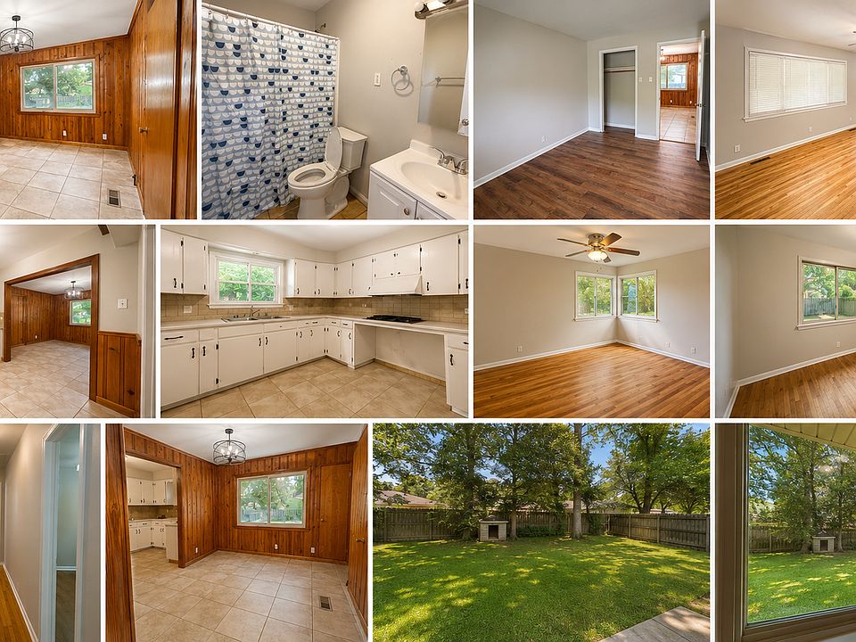 Modern home interior and backyard collage