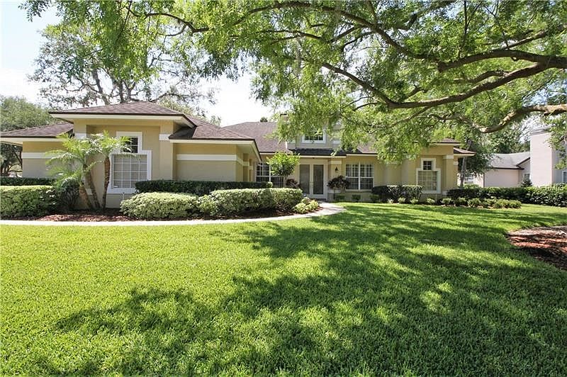 Etched Glass Double Door Entry & Beautiful Landscaping