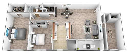Floor plan 2 Bedroom 1 Bath