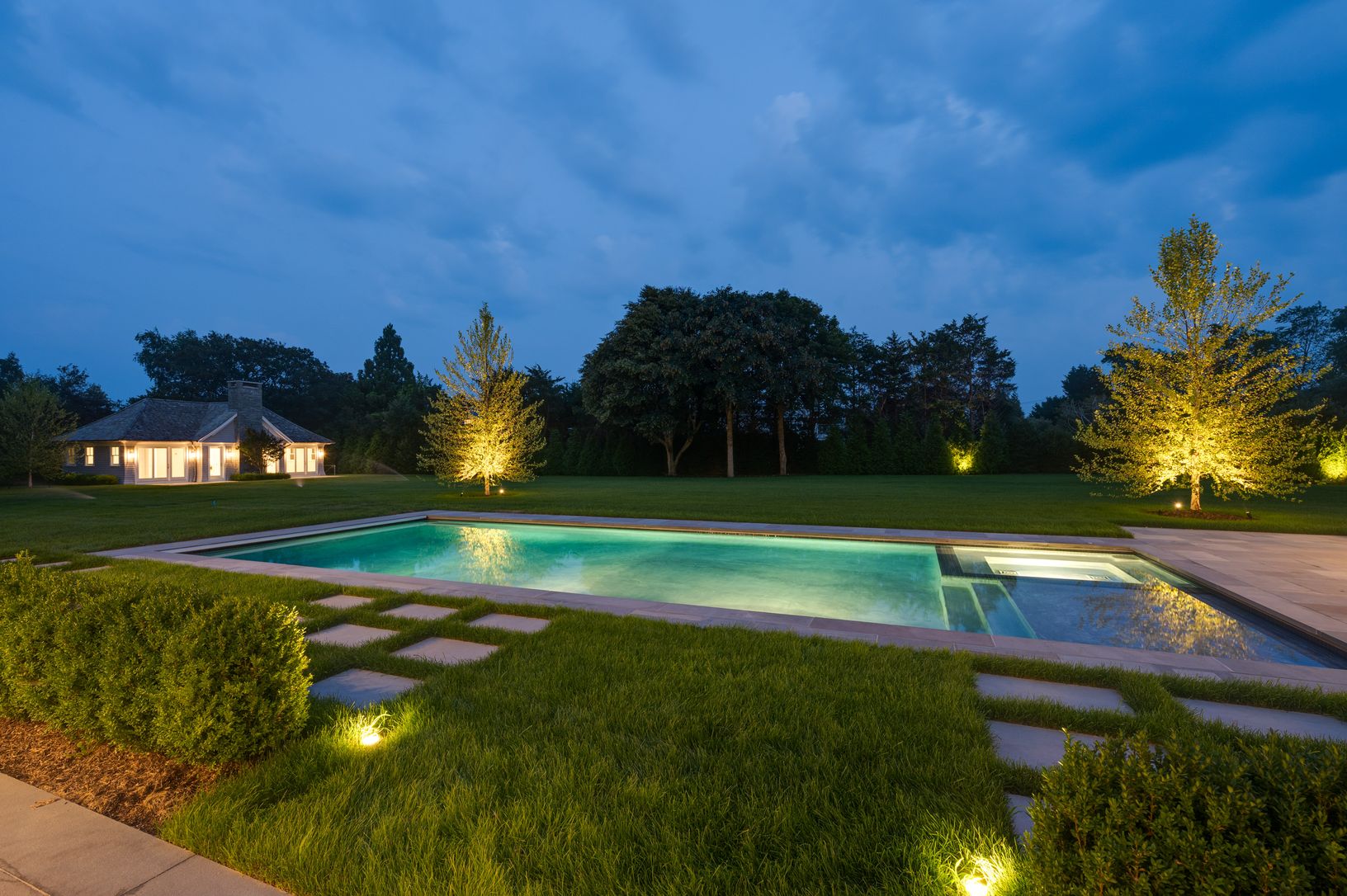  593 Flying Point Road at Twilight