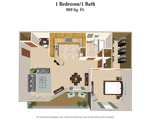 Floor plan 1 Bedroom, 1 Bath - 900SqFt Phase 2 & 3