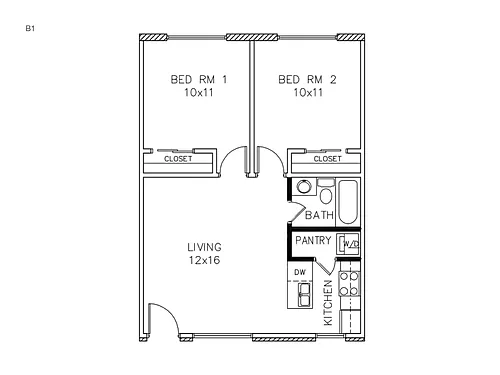 Floor plan 2 bed 1 bath