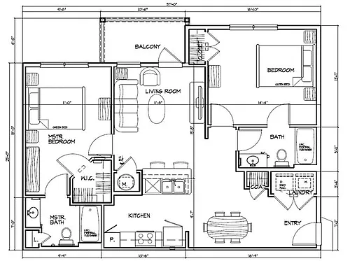 Floor plan 2 Bed 2 Bath