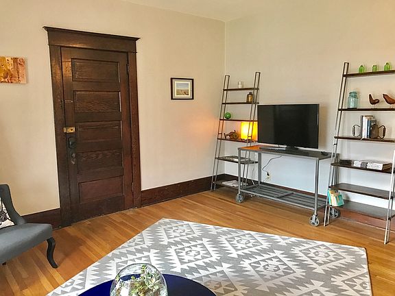 View of entry door from front room.