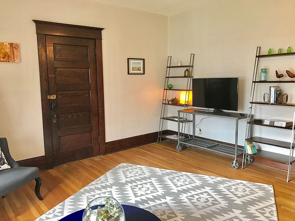 View of entry door from front room.