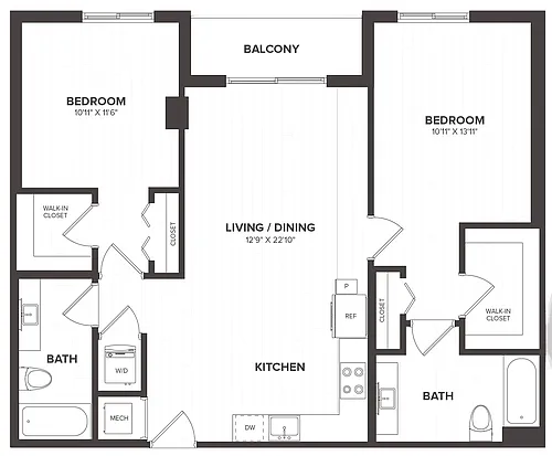 Floor plan 2 Bed/2 Bath-B12