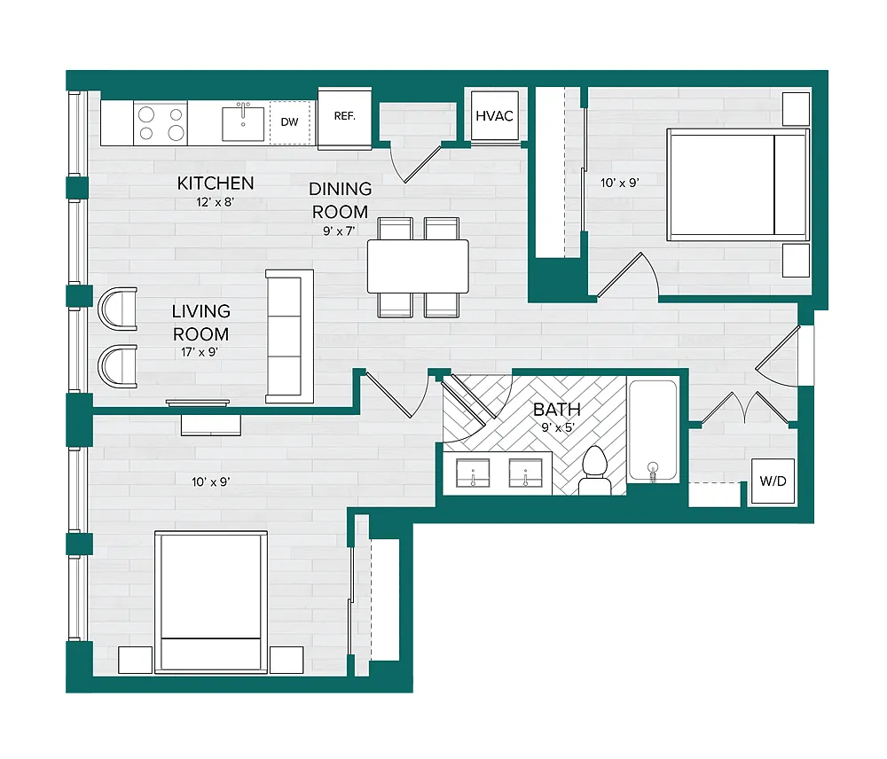 Floor plan 1 Bed 1 Bath Den-D8.2
