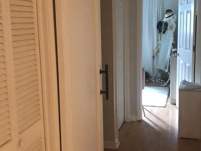 Sliding barn door for more bathroom privacy.