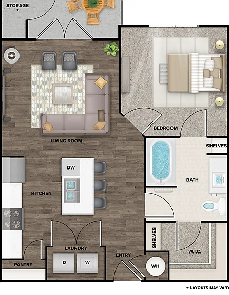 1 Bed/1 Bath - 673 sq ft