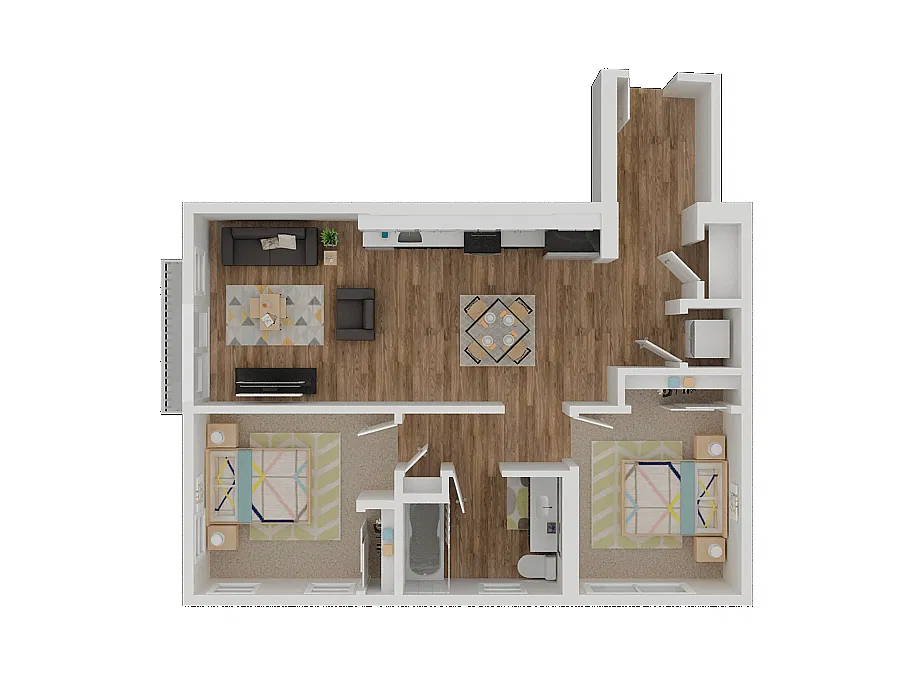 Floor plan Two Bedroom One Bathroom