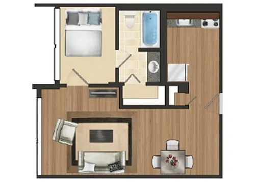 Floor plan A5: 1 BR/1BA 551 SF