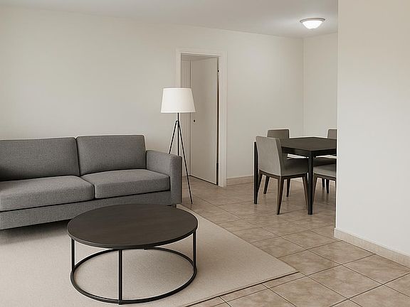 Living room and dining room