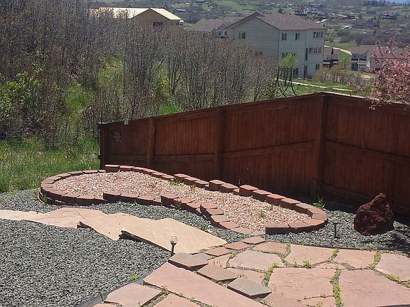 Xeroscaped backyard for low maintenance