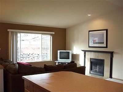 Spacious living room with gas fireplace