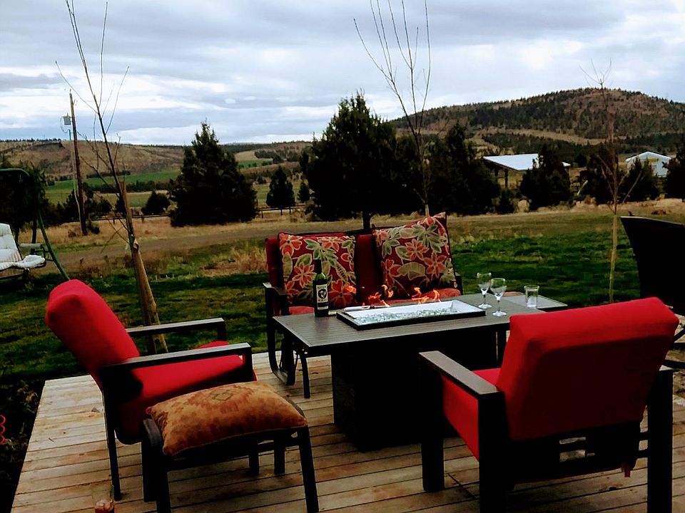 sitting outside at the fire pit. Beautiful scenery
