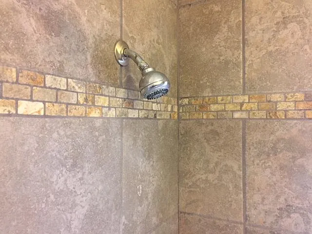 Stone tile in bathroom