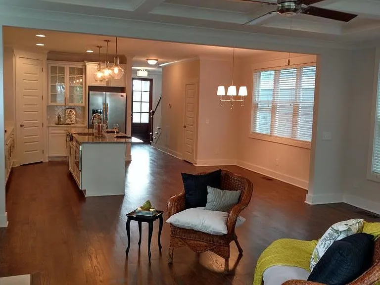 Living room with fireplace and Full HD TV