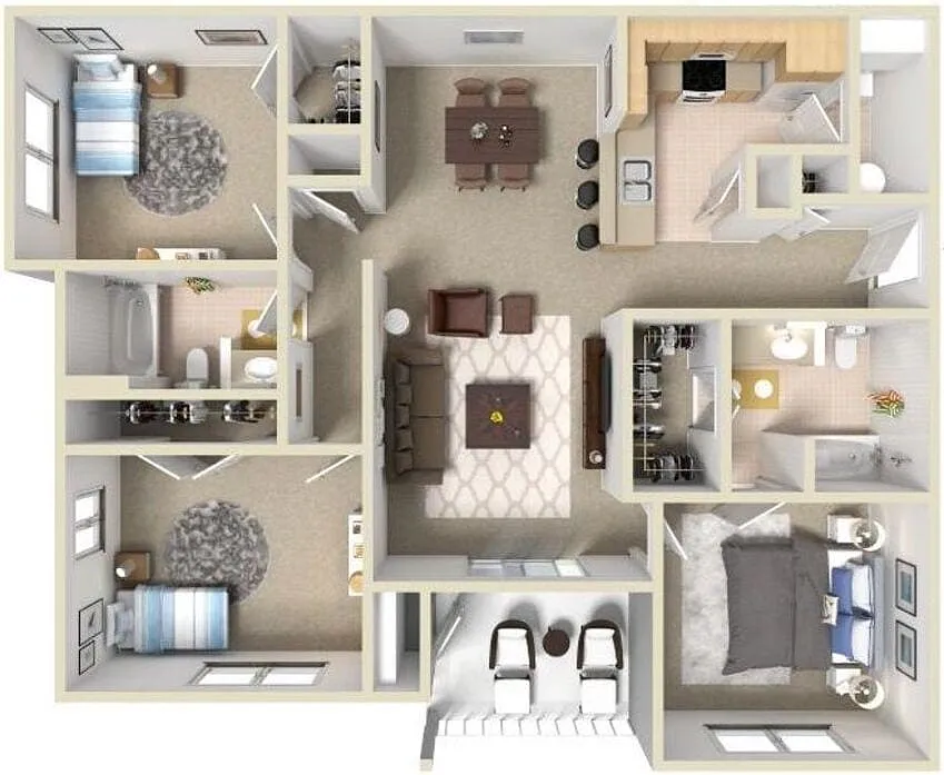 Floor plan C1 3/2 1244 sf