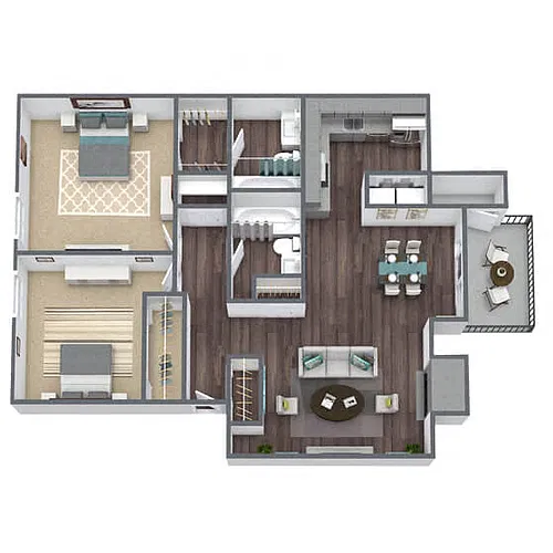 Floor plan B2: 2 Bed 2 Bath
