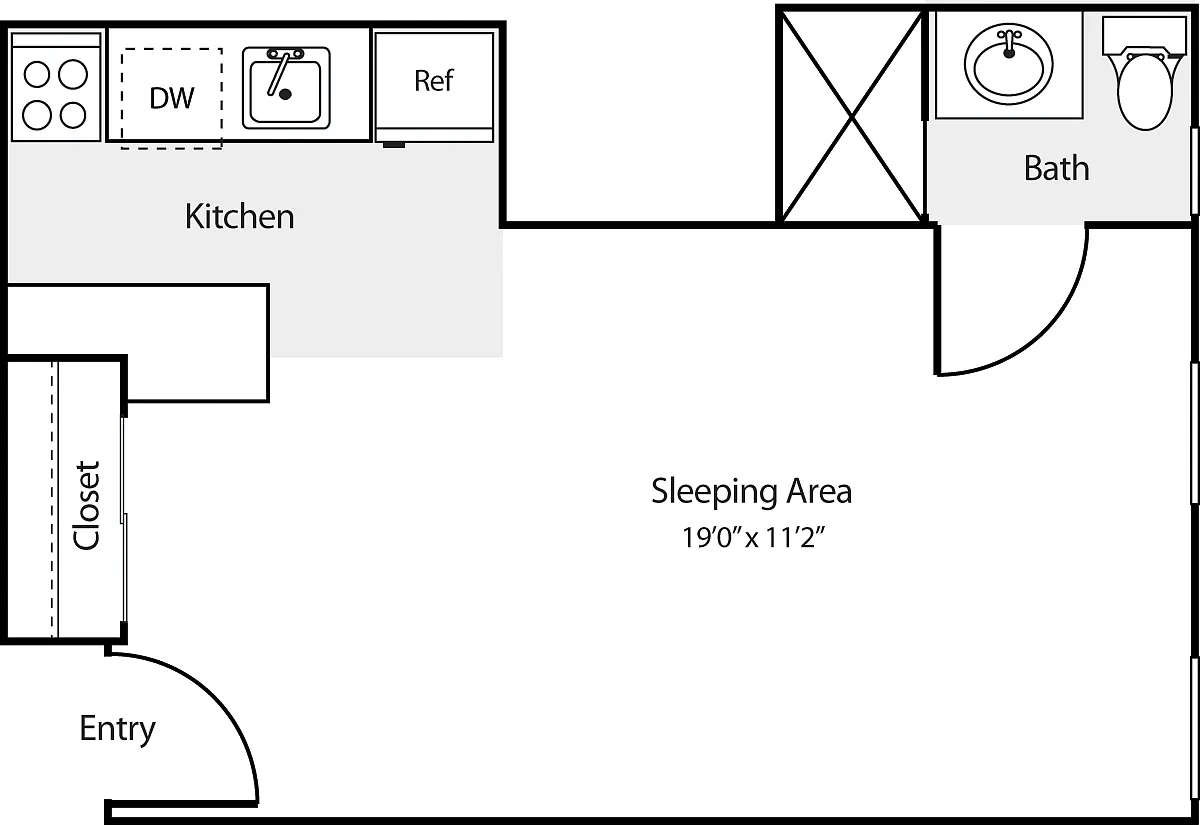 Floor plan Studio A NoBed
