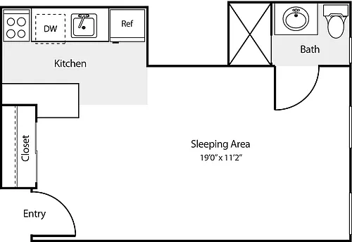 Floor plan Studio A NoBed