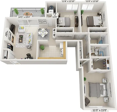 Floor plan 3BR A