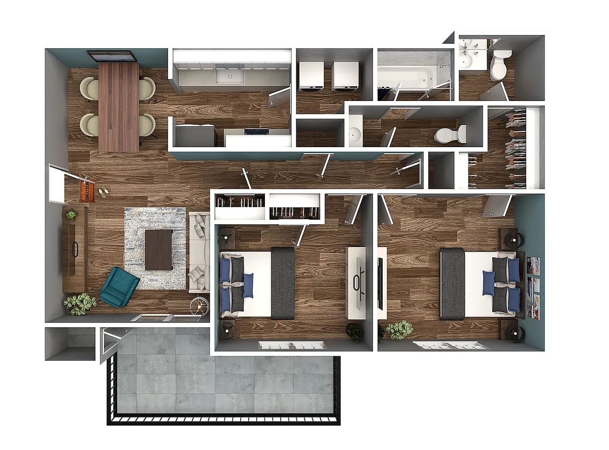 Floor plan 2 Bedroom 1.5 Bath