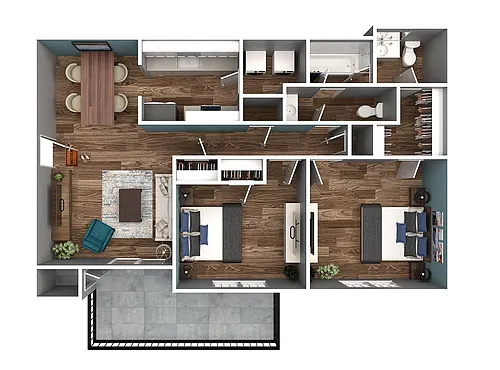 Floor plan 2 Bedroom 1.5 Bath
