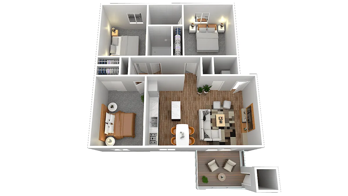 Floor plan The Wright - Three Bedroom Apartment