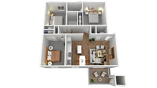 Floor plan The Wright - Three Bedroom Apartment