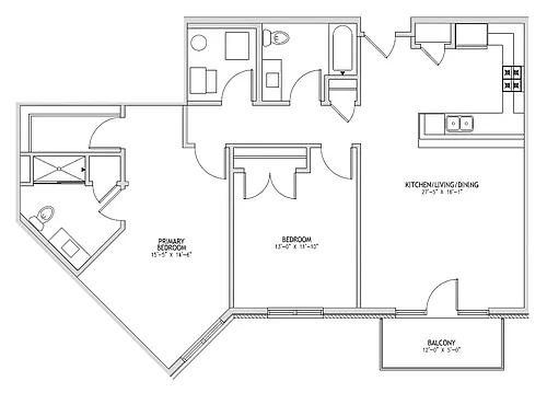 Floor plan 2 Bed, 2 Bath - Tier C