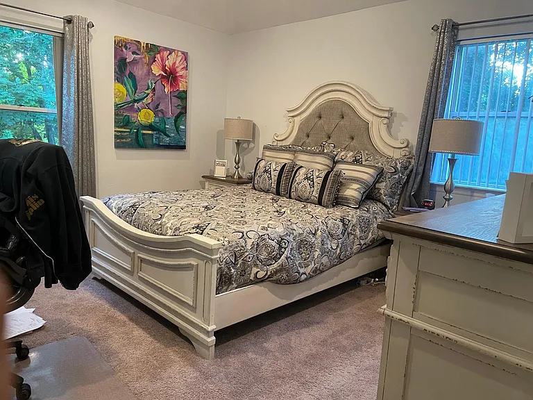 Master suite has two large closets, high hats, cathedral ceiling, private newly remodeled bath