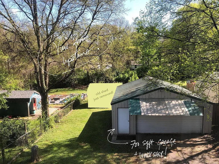 View from upstairs out to the back yard