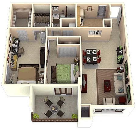 Floor plan 2 Bed 2 Bath