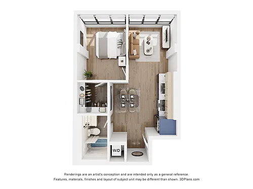 Floor plan D - 1 Bedroom