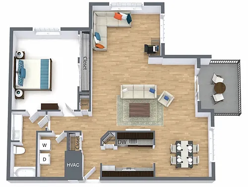 Floor plan 1 Bedroom 1 Bath